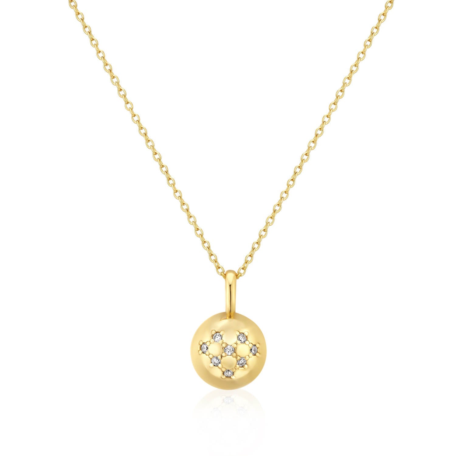 14k Gold Dome Pendant Necklace - TPAIGE Jewelry