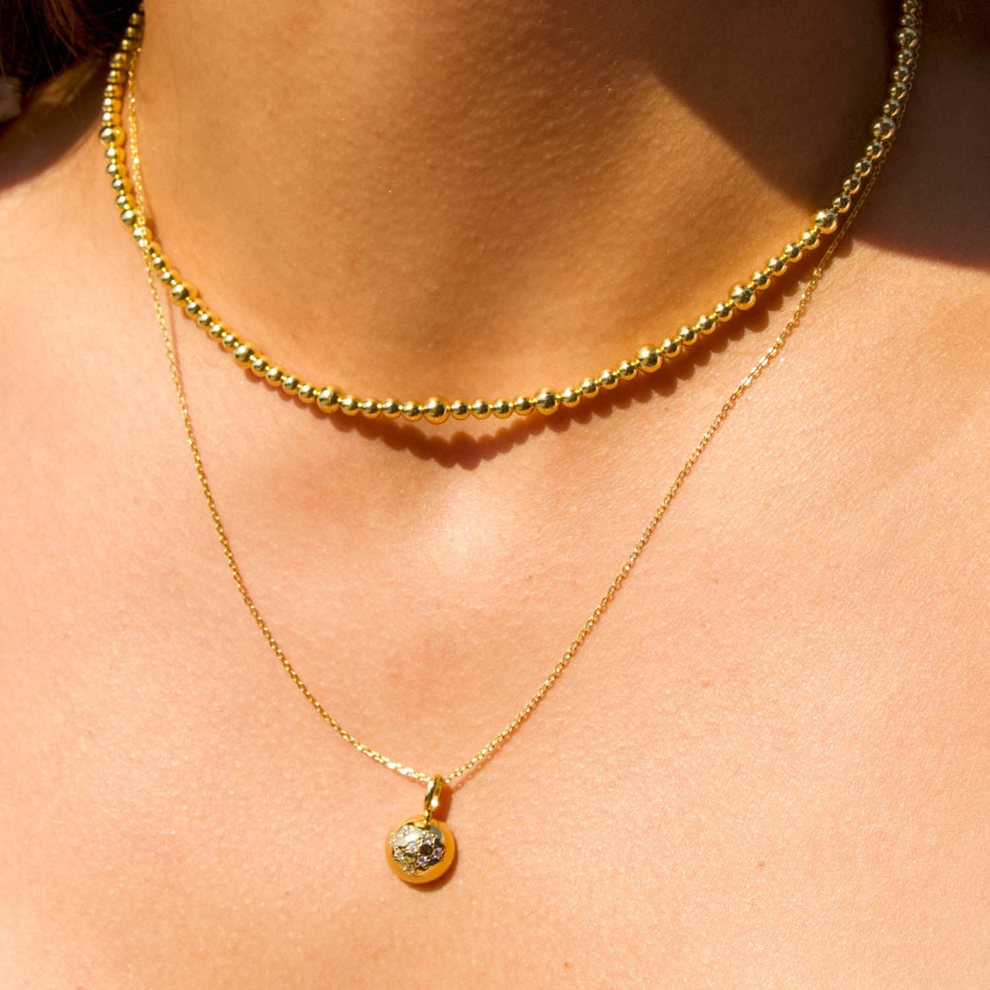 14k Gold Dome Pendant Necklace - TPAIGE Jewelry