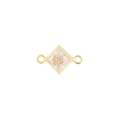 14k Gold Filled 4mm Diamond Bezel Set CZ Connectors - TPAIGE Jewelry
