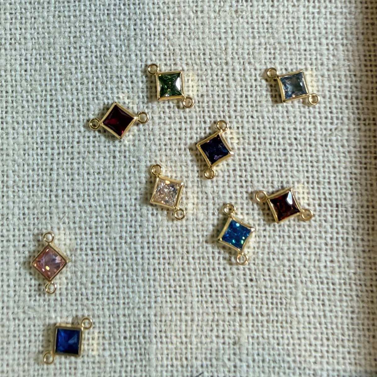 14k Gold Filled 4mm Diamond Bezel Set CZ Connectors - TPAIGE Jewelry