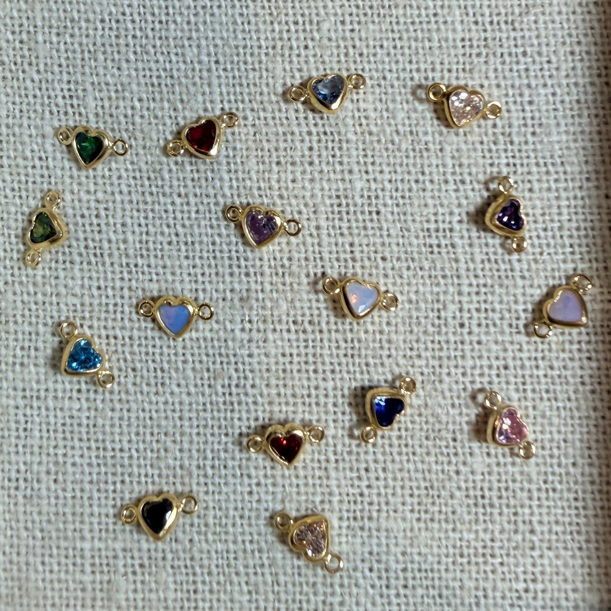 14k Gold Filled Heart Bezel Set CZ Connectors - TPAIGE Jewelry