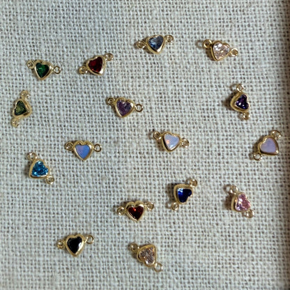14k Gold Filled Heart Bezel Set CZ Connectors - TPAIGE Jewelry