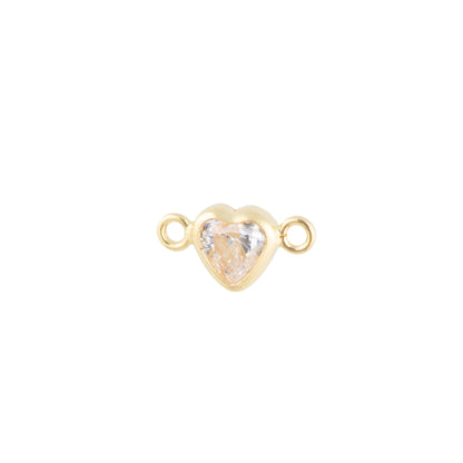 14k Gold Filled Heart Bezel Set CZ Connectors - TPAIGE Jewelry