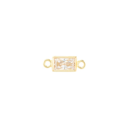 14k Gold Filled Rectangle Bezel Set CZ Connectors - TPAIGE Jewelry