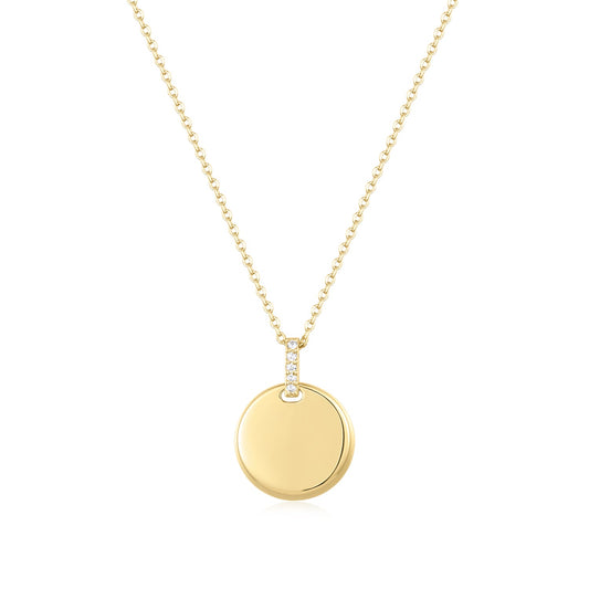 14k Gold Mini Circle Pendant Necklace - TPAIGE Jewelry