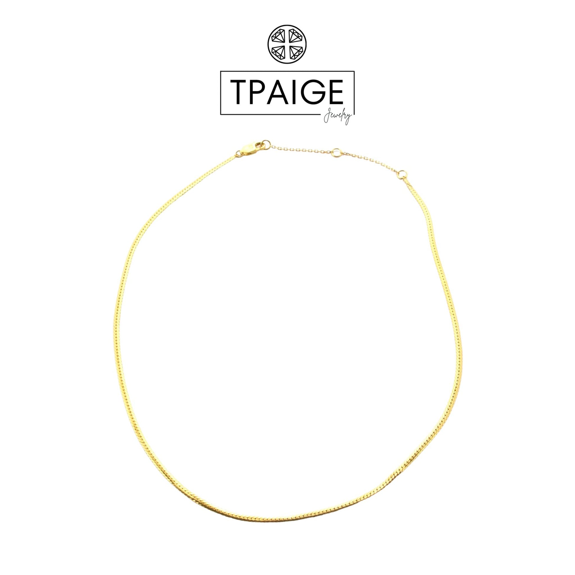 2mm Herringbone 14k Gold Chain Necklace - TPAIGE Jewelry