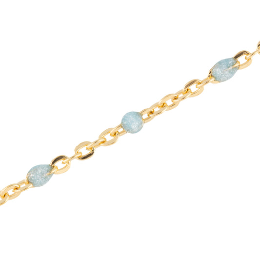 "Glacier" Blue Ice Diamond Enamel Cable Flat Oval Chain