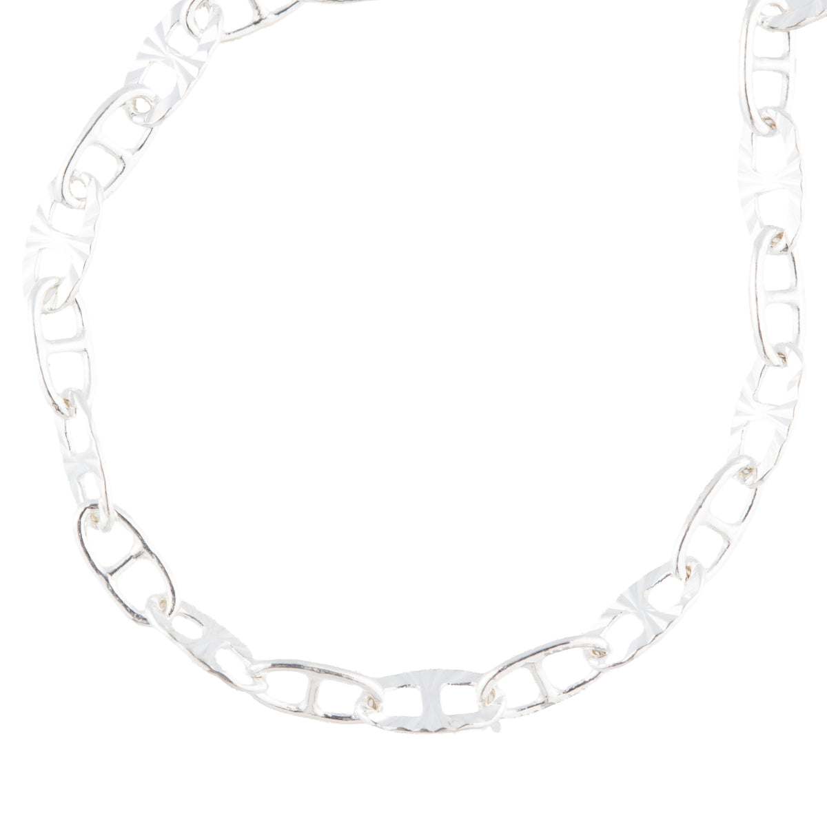 "Silver Daylily" Gold Filled Mini Oval Textured Mariner Chain