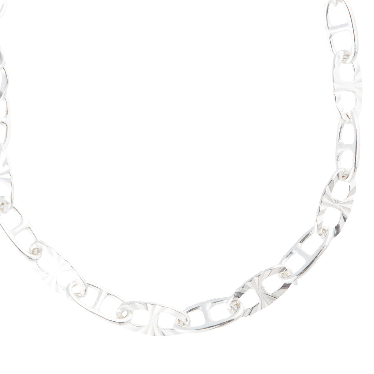 "Silver Daylily" Gold Filled Mini Oval Textured Mariner Chain