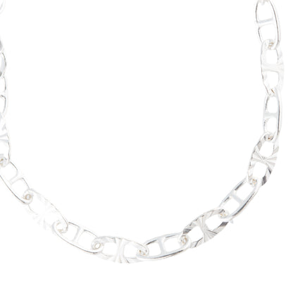 "Silver Daylily" Gold Filled Mini Oval Textured Mariner Chain