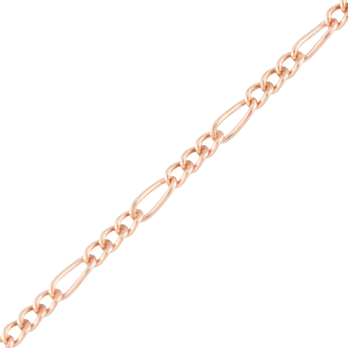 "Hibiscus" Rose Gold Filled Flat Mini Figaro Long Short Curb Chain