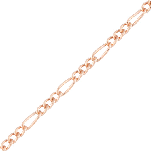 "Hibiscus" Rose Gold Filled Flat Mini Figaro Long Short Curb Chain