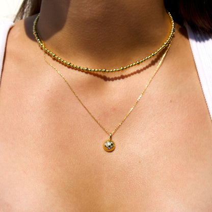 14k Gold Beads Choker Necklace