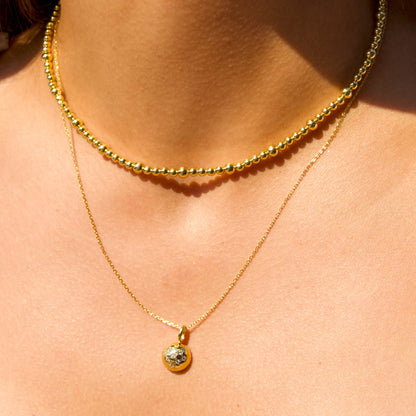14k Gold Dome Pendant Necklace