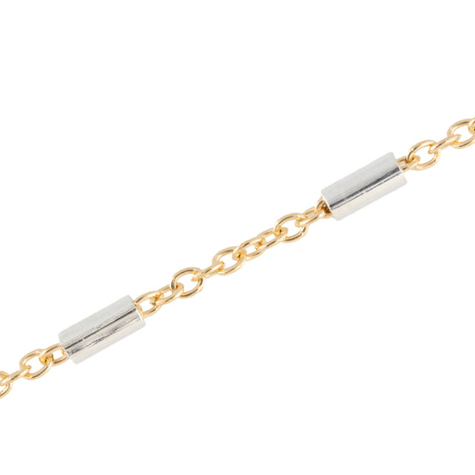 "Aspen" 14k Gold Filled 1.8mm Smooth Tube Station Cable Round Mixed Metal Chain