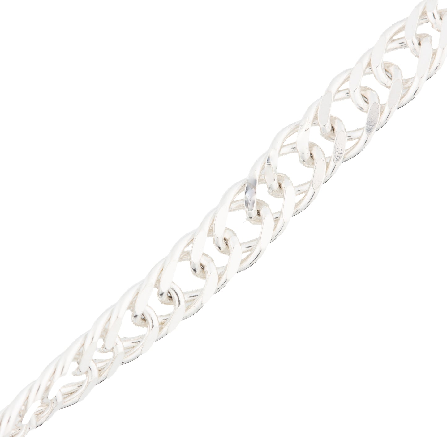 "Twinflower" 925 Sterling Silver 4mm Double Diamond Curb Chain