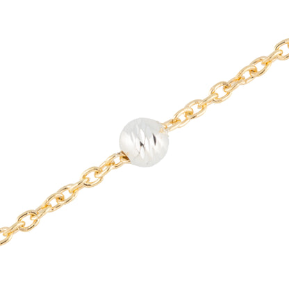 "Willow" 14k Gold Filled Two-Tone Cable Chain 4mm Diamond Cut Sterling Silver Beads