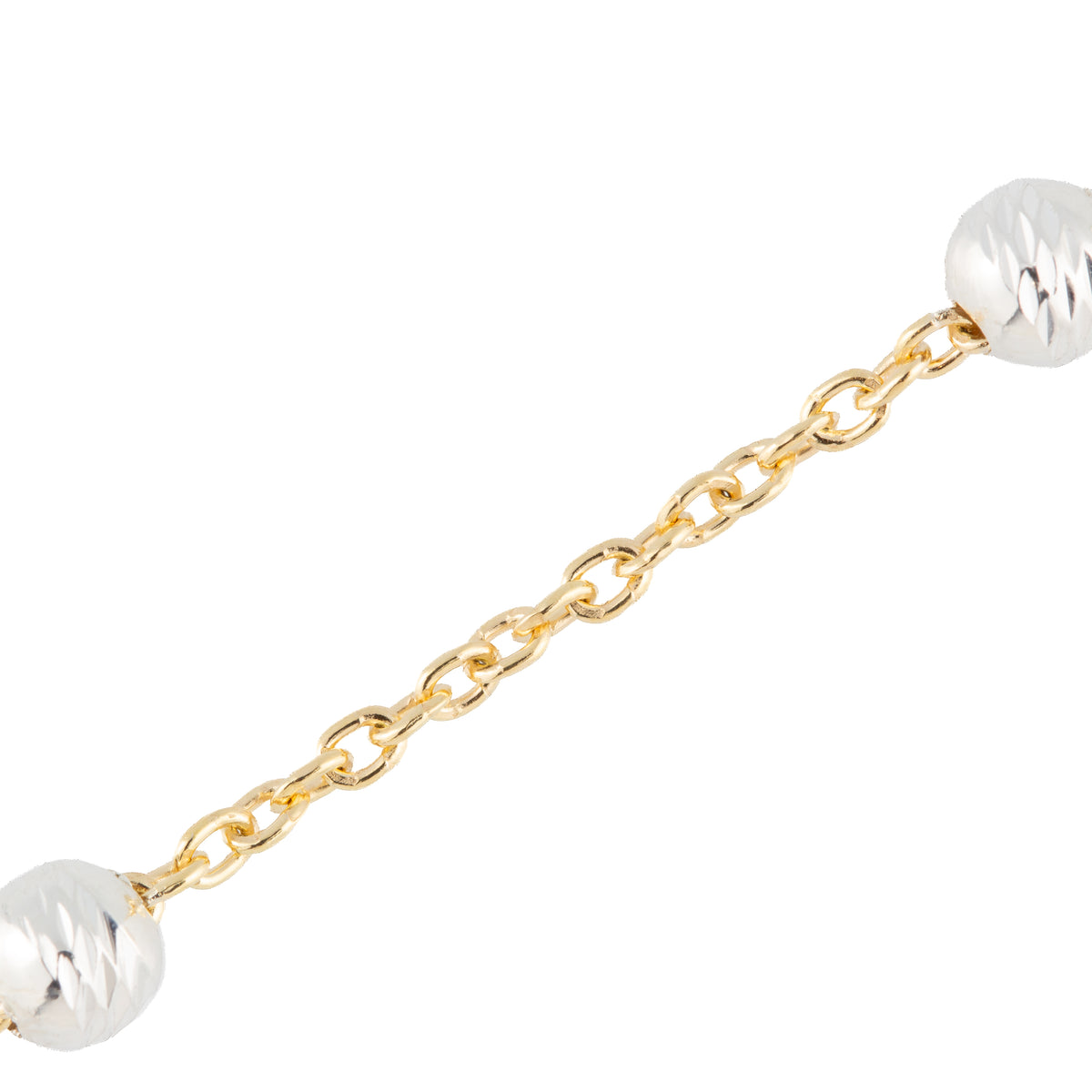 "Willow" 14k Gold Filled Two-Tone Cable Chain 4mm Diamond Cut Sterling Silver Beads