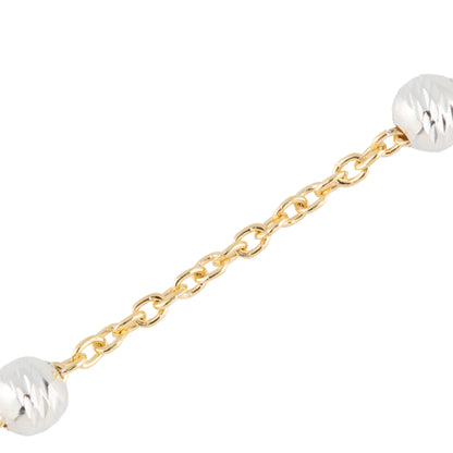 "Willow" 14k Gold Filled Two-Tone Cable Chain 4mm Diamond Cut Sterling Silver Beads