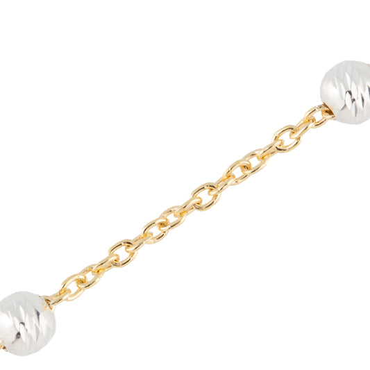 "Willow" 14k Gold Filled Two-Tone Cable Chain 4mm Diamond Cut Sterling Silver Beads