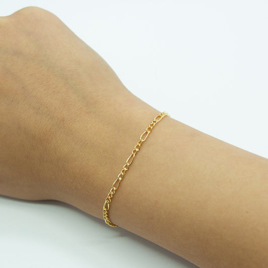 "Begonia" Gold Filled 2.4mm Figaro Triple to Single Link Chain - TPAIGE Jewelry