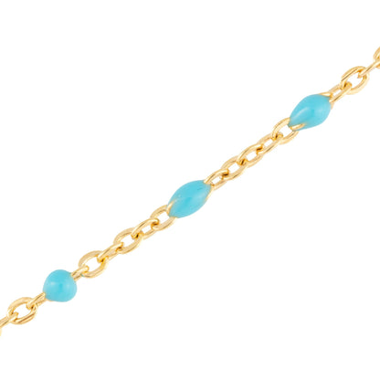 Blue Enamel Beads Gold Filled 1.5mm Cable Chain - TPAIGE Jewelry