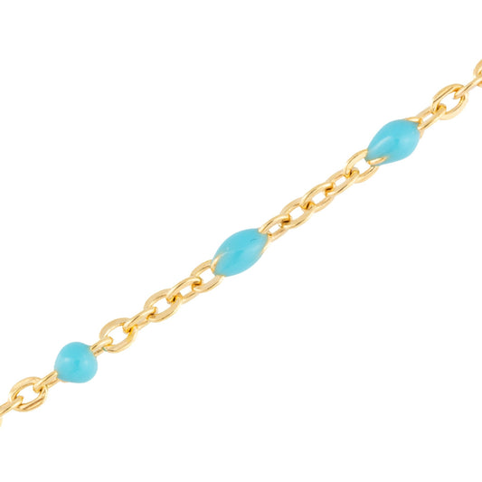 Blue Enamel Beads Gold Filled 1.5mm Cable Chain - TPAIGE Jewelry