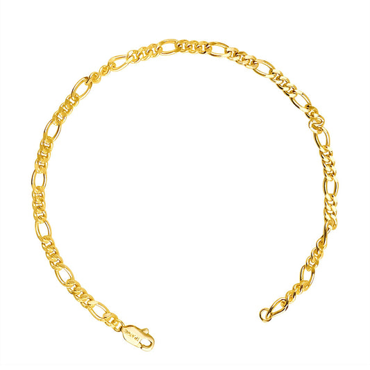 Classic Small Figaro 18k Gold Chain Bracelet - TPAIGE Jewelry