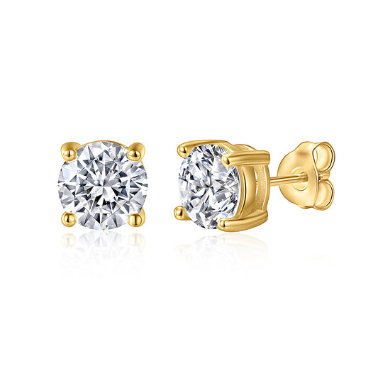 Classic Solitaire 18k Gold Stud Earrings - TPAIGE Jewelry