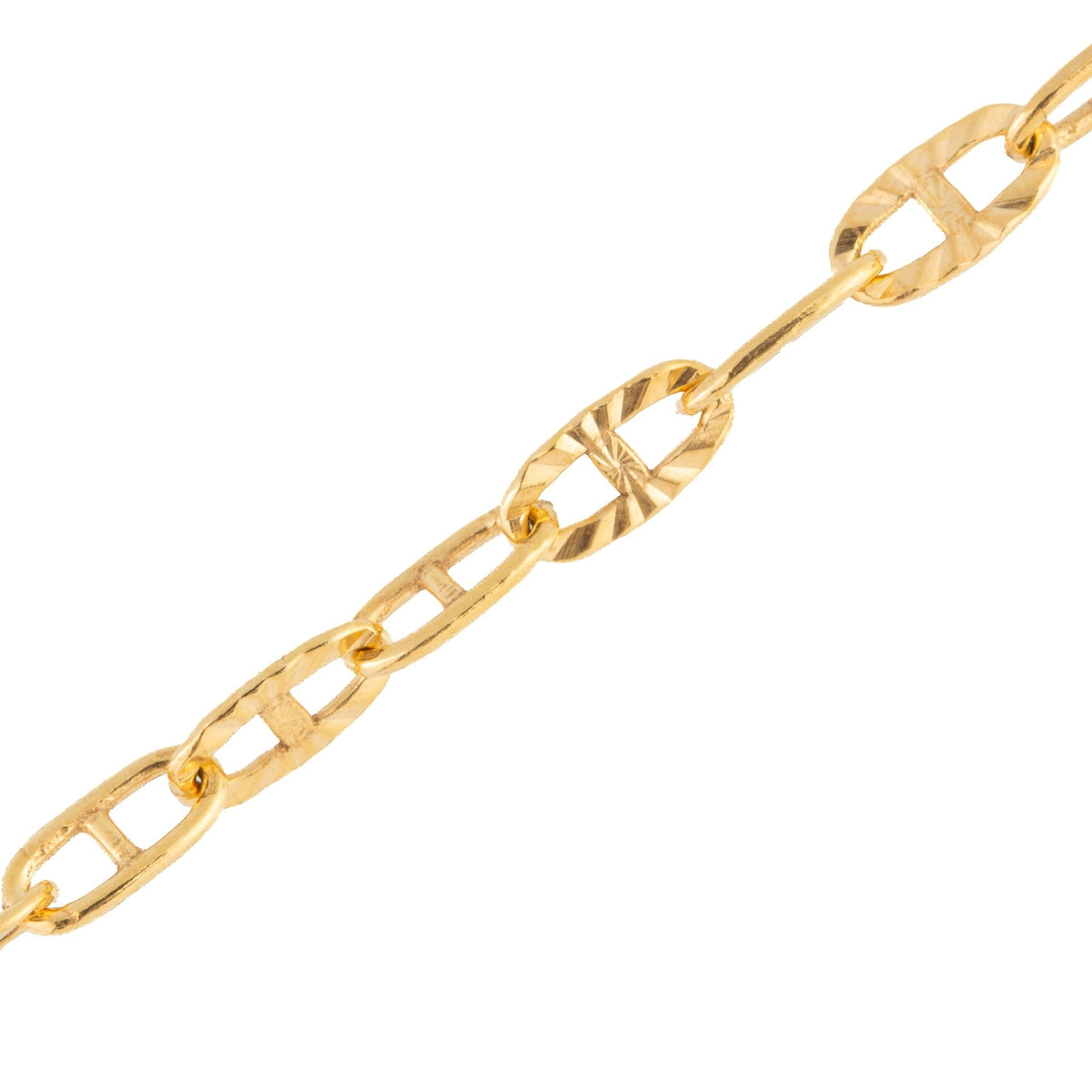 "Gold Daylily" Gold Filled Mini Oval Textured Mariner Chain - TPAIGE Jewelry