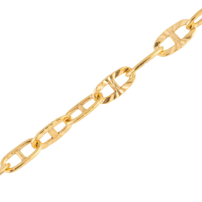 "Gold Daylily" Gold Filled Mini Oval Textured Mariner Chain - TPAIGE Jewelry