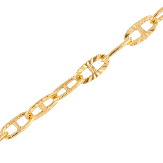 "Gold Daylily" Gold Filled Mini Oval Textured Mariner Chain - TPAIGE Jewelry