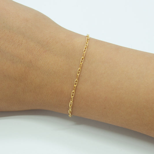 "Gold Daylily" Gold Filled Mini Oval Textured Mariner Chain - TPAIGE Jewelry