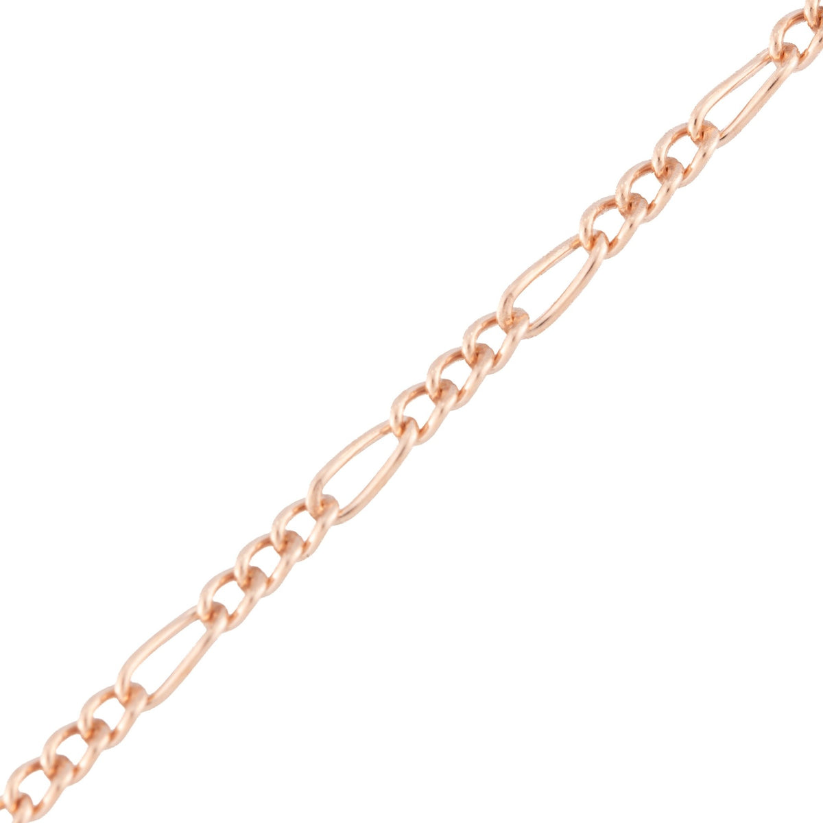 "Hibiscus" Rose Gold Filled Flat Mini Figaro Long Short Curb Chain - TPAIGE Jewelry