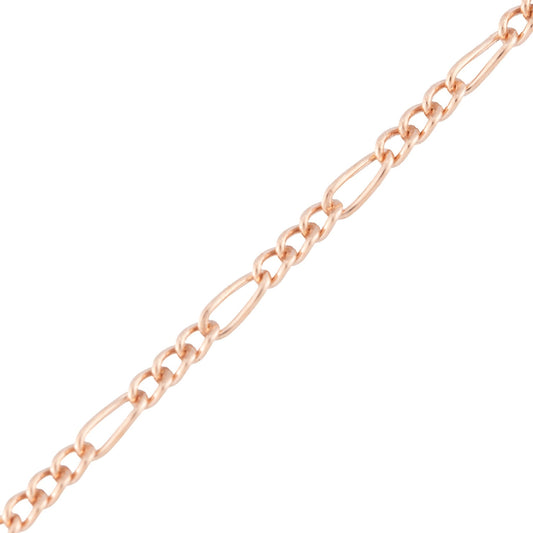 "Hibiscus" Rose Gold Filled Flat Mini Figaro Long Short Curb Chain - TPAIGE Jewelry