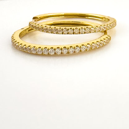 21 mm Pave 14k Gold Hoop Earrings