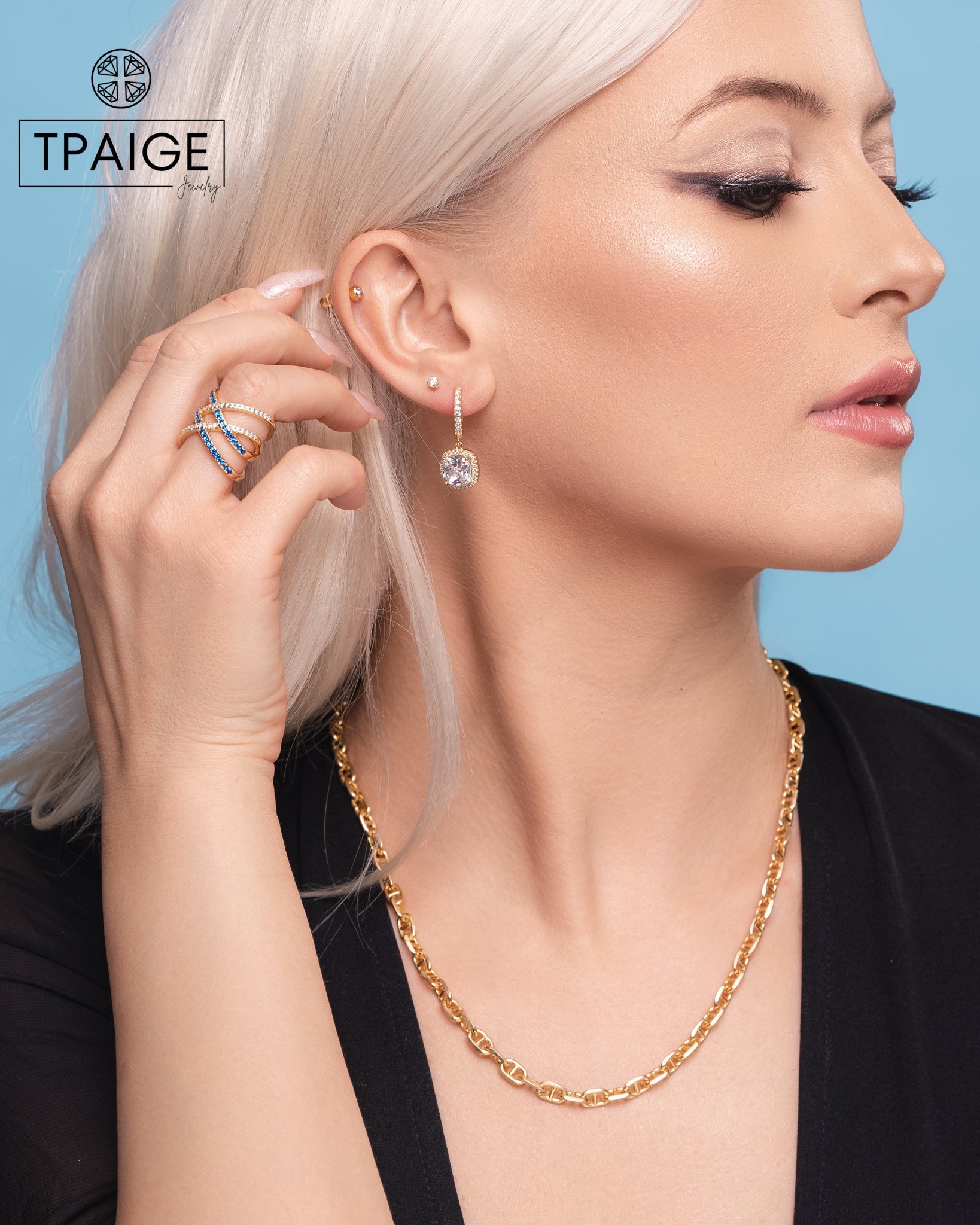 Large Dangle Huggie 18k Gold Hoop Earrings - TPAIGE Jewelry