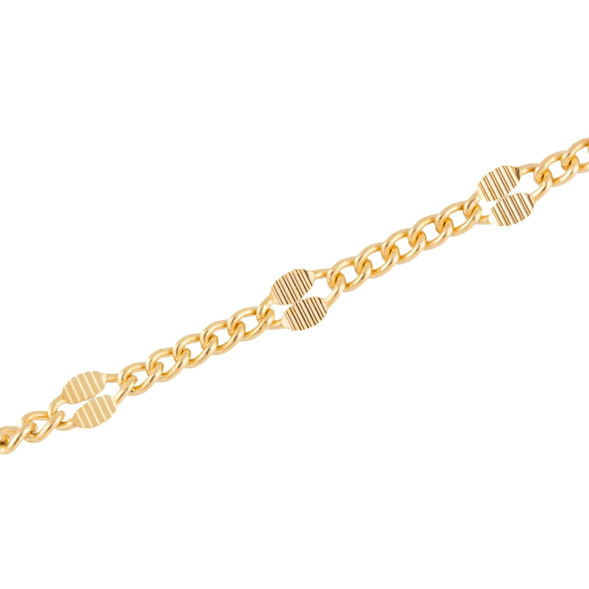 "Marigold" 14k Gold Filled 2.3mm Striped Dapped Curb Chain - TPAIGE Jewelry