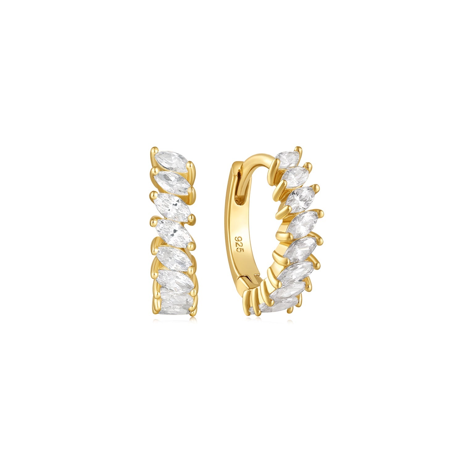 Marquise Gold Huggie Earrings - TPAIGE Jewelry