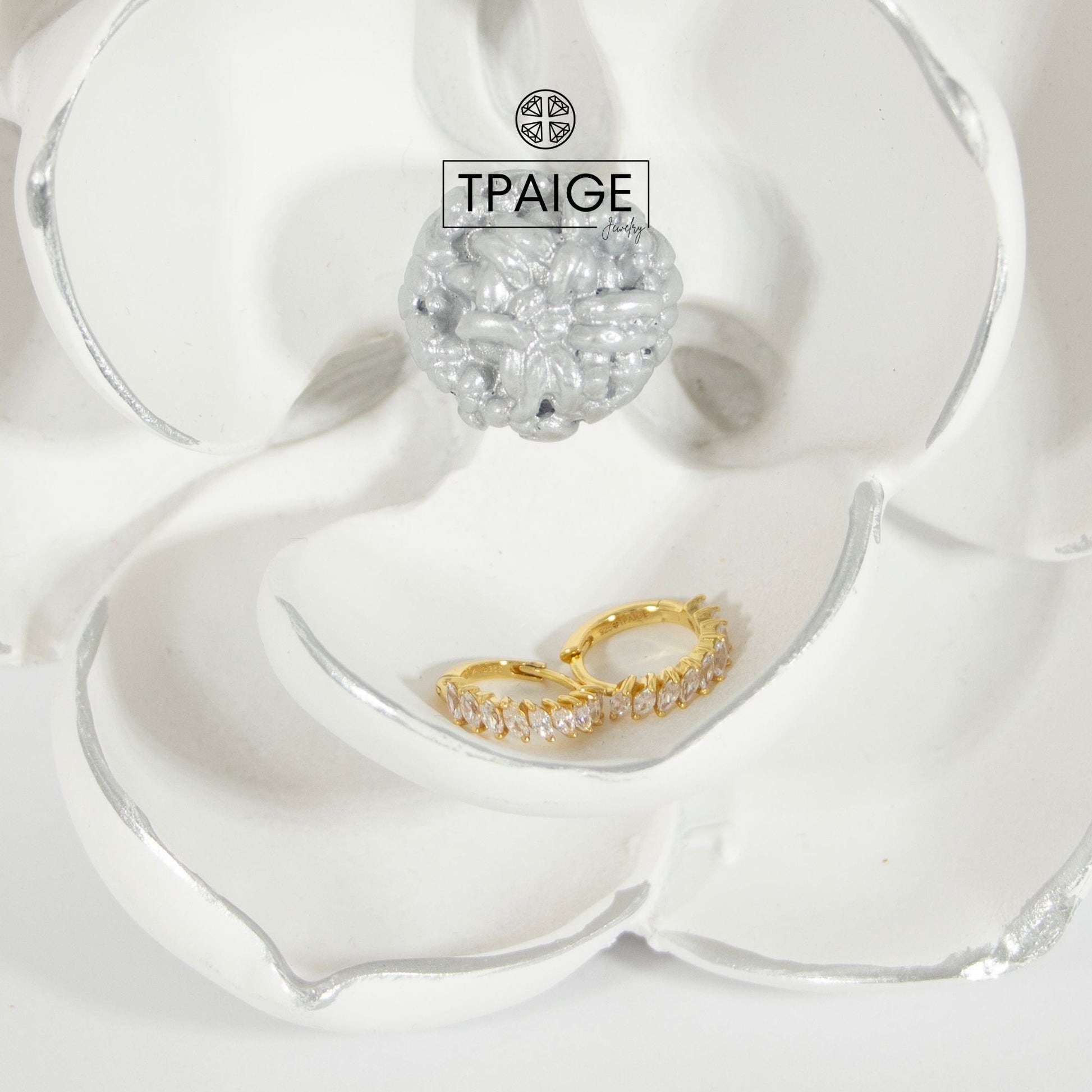 Marquise Gold Huggie Earrings - TPAIGE Jewelry