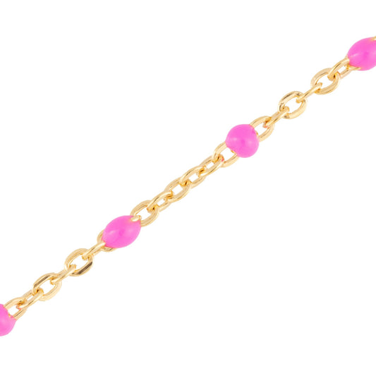 Pink Enamel Gold Filled 1.5mm Cable Chain - TPAIGE Jewelry