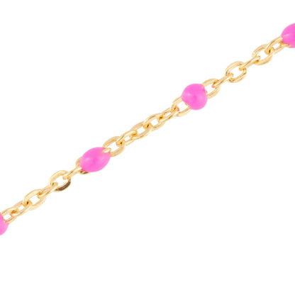 Pink Enamel Gold Filled 1.5mm Cable Chain - TPAIGE Jewelry