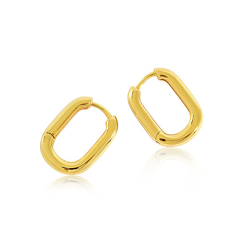 Small U - Link Gold Huggie Earrings - TPAIGE Jewelry