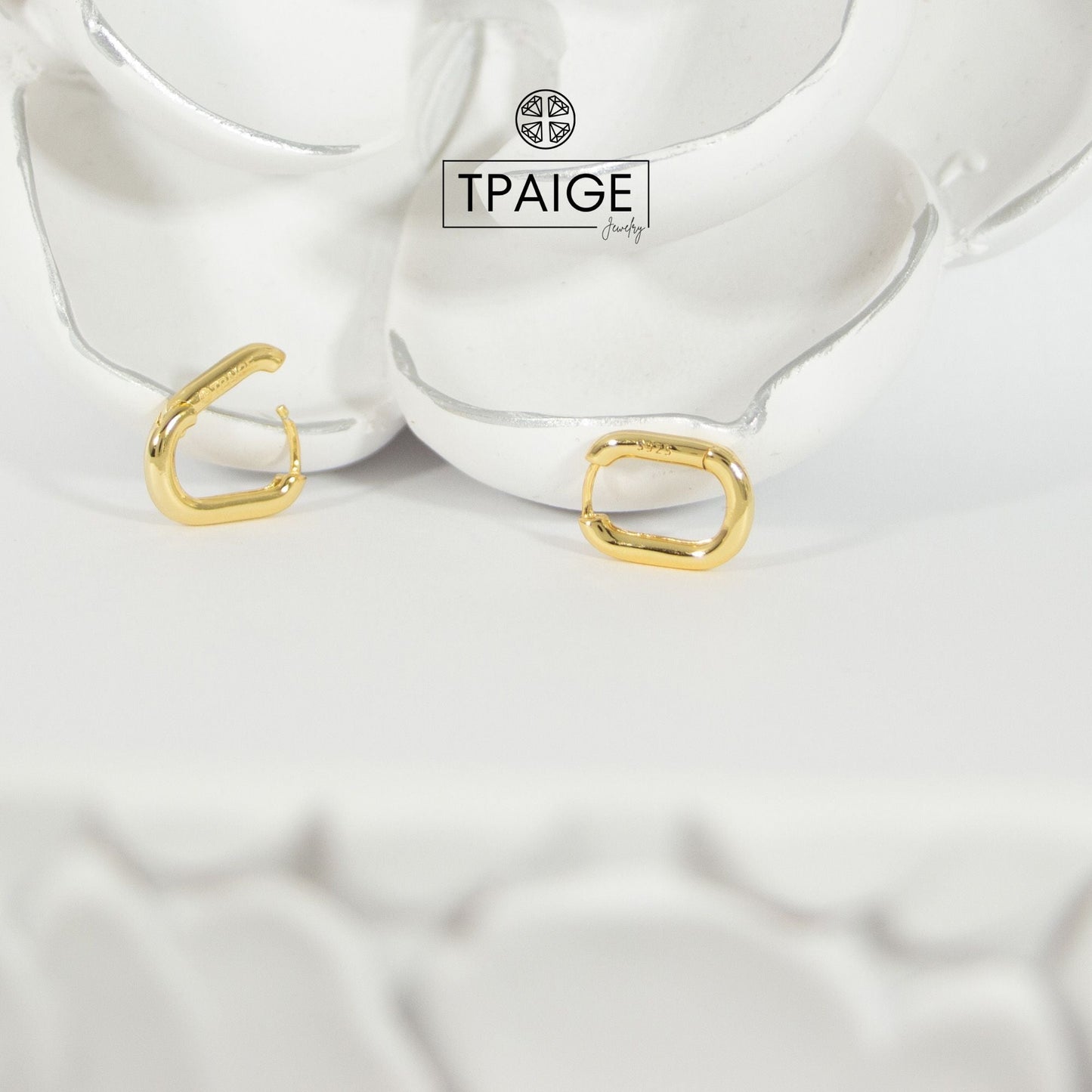 Small U - Link Gold Huggie Earrings - TPAIGE Jewelry