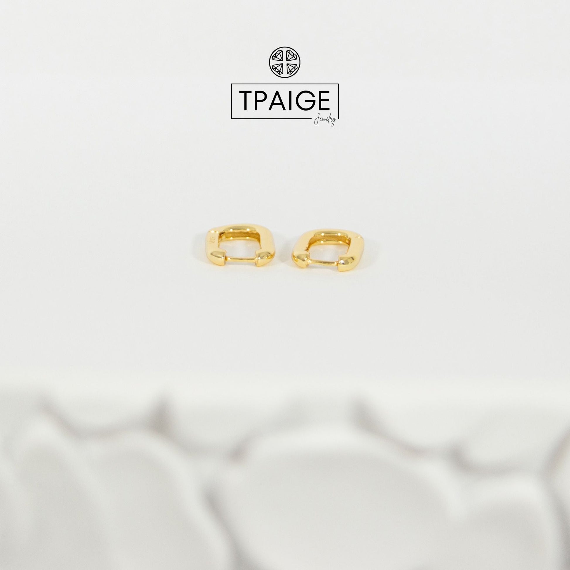 Small U - Link Gold Huggie Earrings - TPAIGE Jewelry