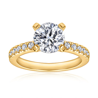 Solitaire Pave 18k Gold Engagement Ring - TPAIGE Jewelry