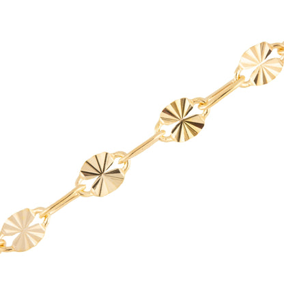 "Sunflower" Gold Filled Textured Oval to PaperClip Chain - TPAIGE Jewelry