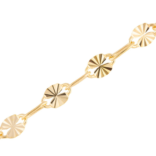 "Sunflower" Gold Filled Textured Oval to PaperClip Chain - TPAIGE Jewelry