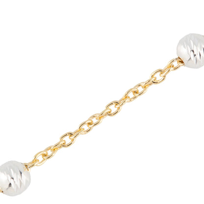 "Willow" 14k Gold Filled Two-Tone Cable Chain 4mm Diamond Cut Sterling Silver Beads - TPAIGE Jewelry
