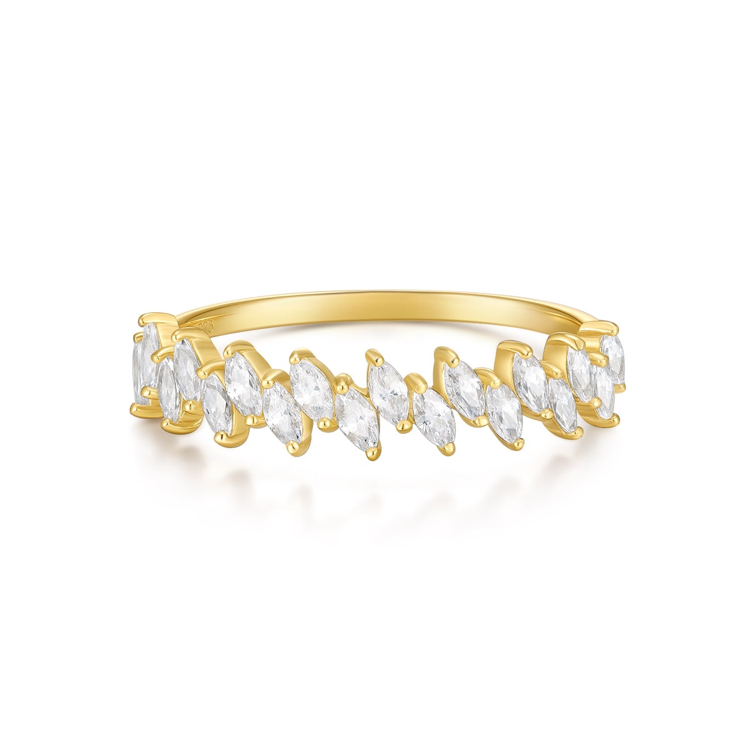 Staggered Marquise CZ Ring
